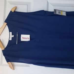 Blue v-neck silk tank top